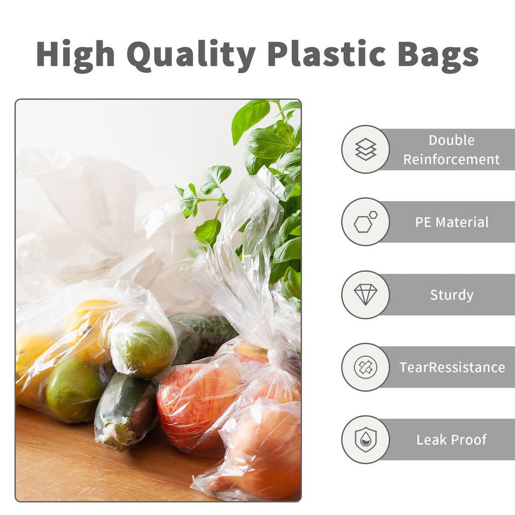 Transparent Grocery Bags Plastic Shopping Bags with Handles T Shirt Bags for Small Business Store Retail Restaurant (Clear(12.5 * 20in,100 pcs))