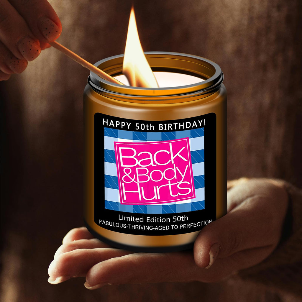 Homsolver 50th Birthday Gifts for Her Him，Happy 50th Birthday Candles Gift for Women Men，Funny 50 Years Old Decorations Ideas- Handmade Lavender Candle