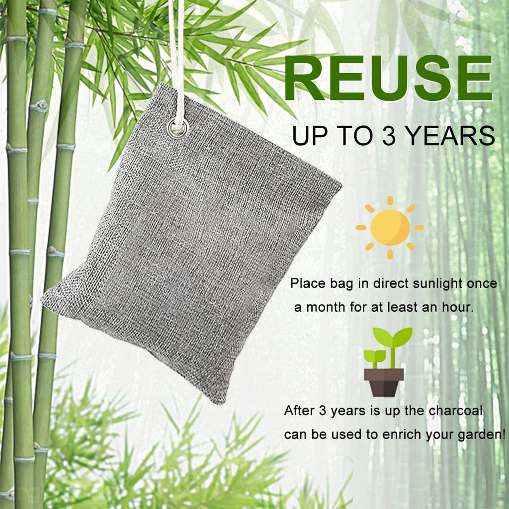 4 Pack Nature Fresh Charcoal Bags total 800g Odor Absorber Bamboo Charcoal Air Purifying Bags, Nature Fresh Charcoal Bag Air Freshener, Odors, Moisture Absorber for Home, Car, Pets, Room, Closet