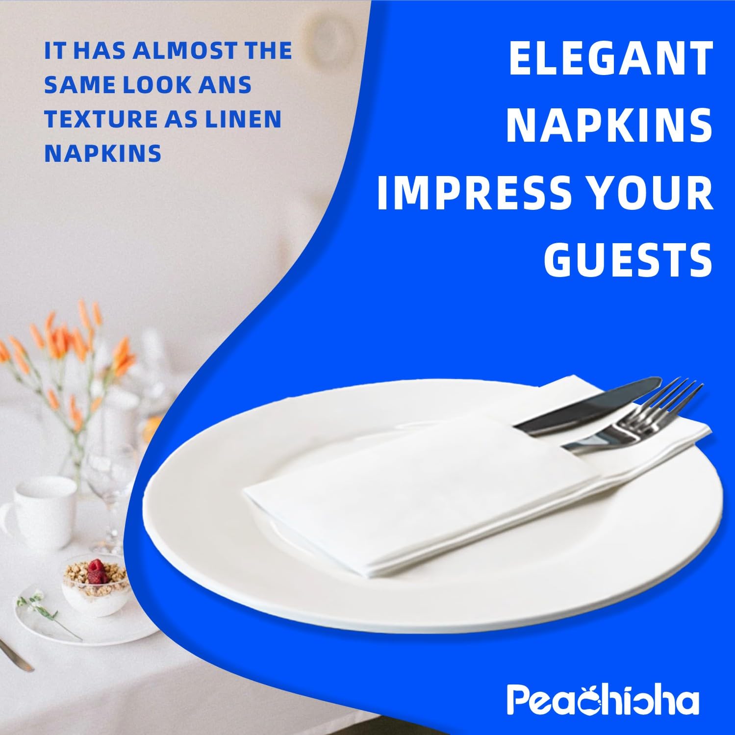 Disposable Dinner Napkins With Built-in Flatware Pocket, Pre folded Party Napkins For Silverware, Linen Feel Napkins Luxury And Elegant For Wedding Party Events, White, Total 50 Count