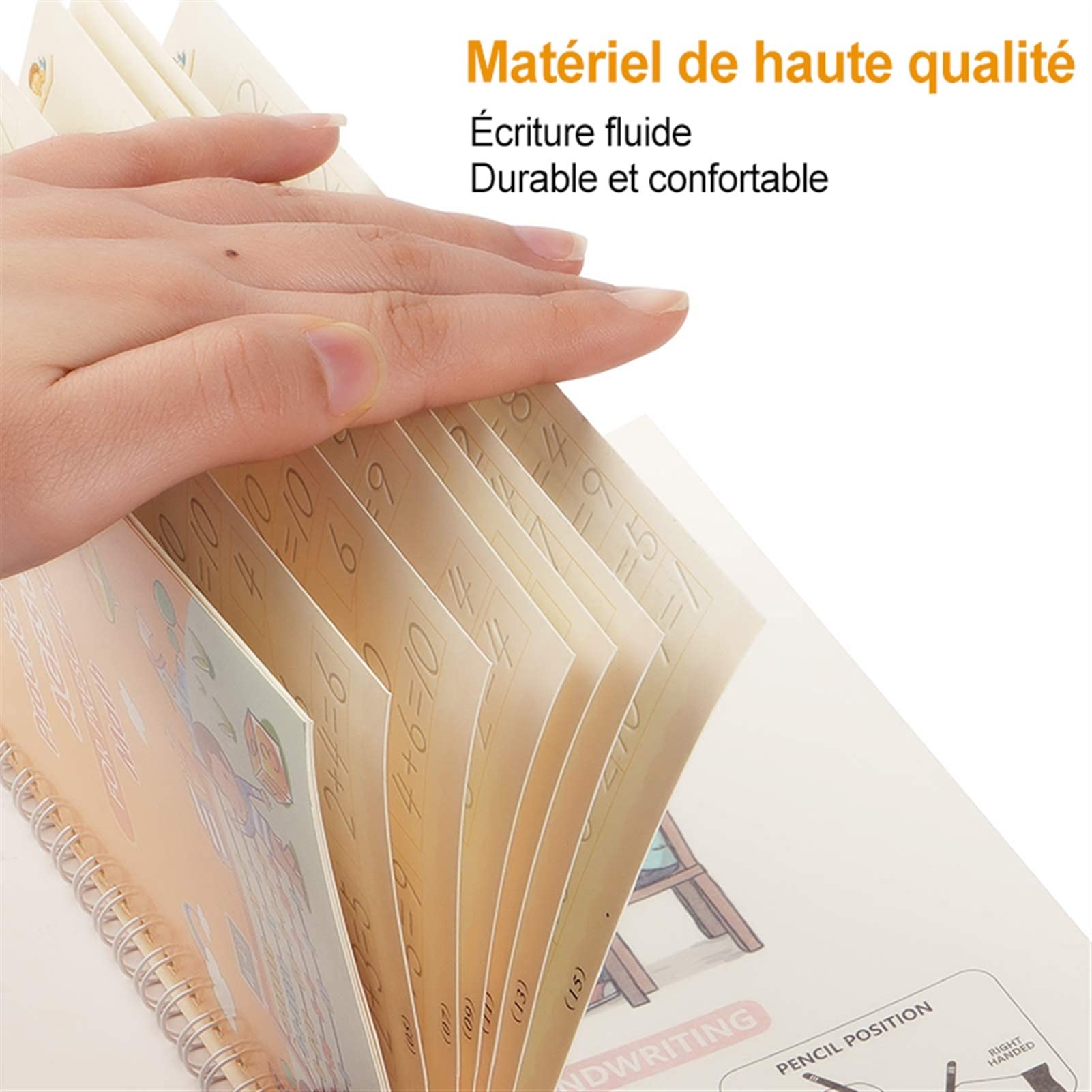 SMDSAZ French 3D Groove Magic Practice Copybook Children Book Learning Numbers French Letters Calligraphy Writing Exercise Books Gift (Color:French 4 Books)