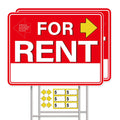 GXGGUS For Rent Signs with Stand,2 PCS 17" x 13" Double-Sided Yard Signs with Arrow Stickers Pricing Stickers, House Car Rental Supplies