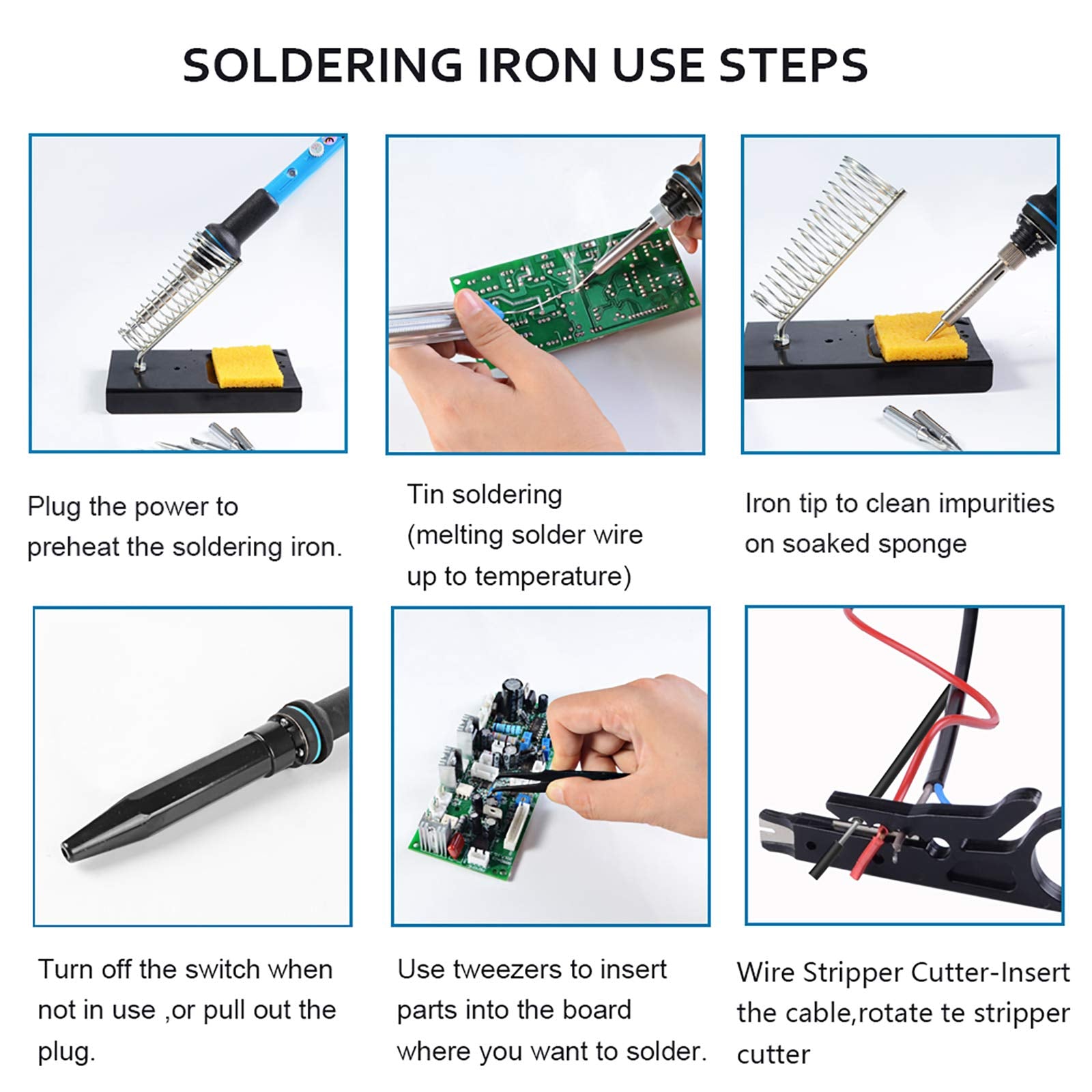 HANDSKIT Soldering Iron Kit, 60W Adjustable Temperature Welding Tool, 5pcs Soldering Iron Tip, Soldering Iron Stand, Desoldering Pump, Tweezers, Solder Wire, Carry Bag