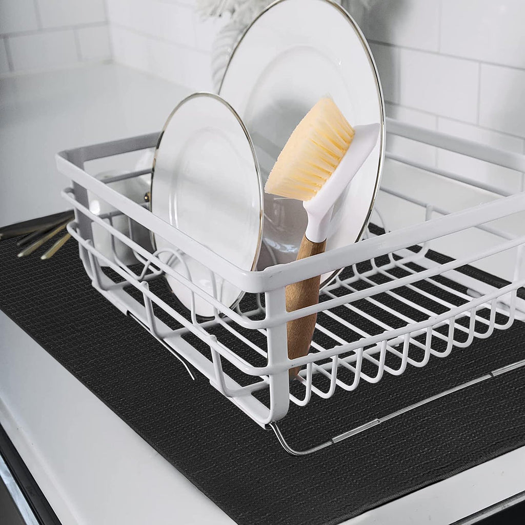 Ulable 2-Pack Dish Drying Mat , Microfiber Dry Pad, Quick-Drying Dish Drainer Board Mat for Kitchen Counter-top Tabletop Accessories, Machine Wash, 20 X 15 inch, Black