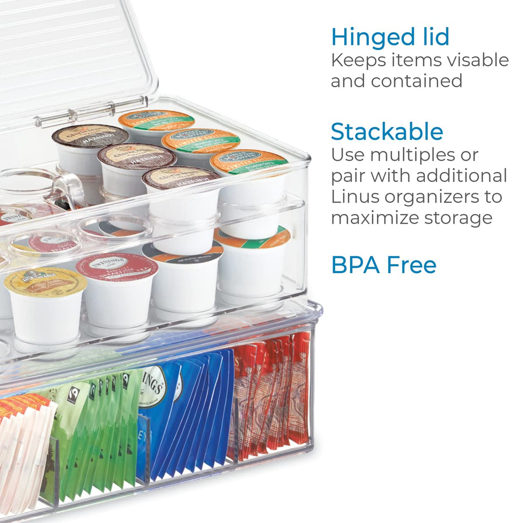 iDesign Linus Stacking 2-Tier Single Serve Coffee Pod Holder with Lid-Clear