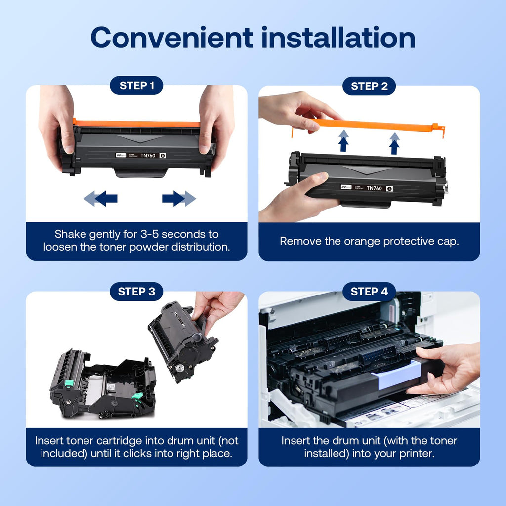 NYNYG TN760 Toner Cartridge Replacement for Brother TN-760 TN730 Compatible with HL-L2350DW HL-L2370DW MFC-L2750DW DCP-L2550DW Printer (4 Black)
