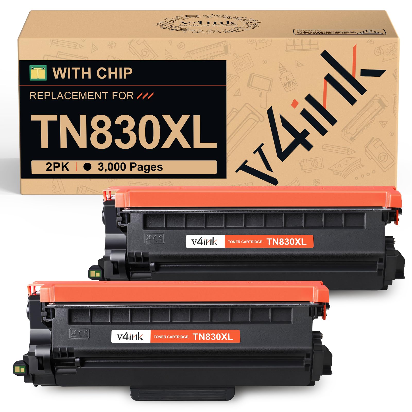 TN830XL TN830 Toner Cartridge Compatible Brother HL-L2460DW DCP-L2640DW Toner Replacement for Brother 830XL High Yield Black Toner Use with HL-L2465DW HL-L2400D MFC-L2820DW HL-L2480DW Printer(2 Black)