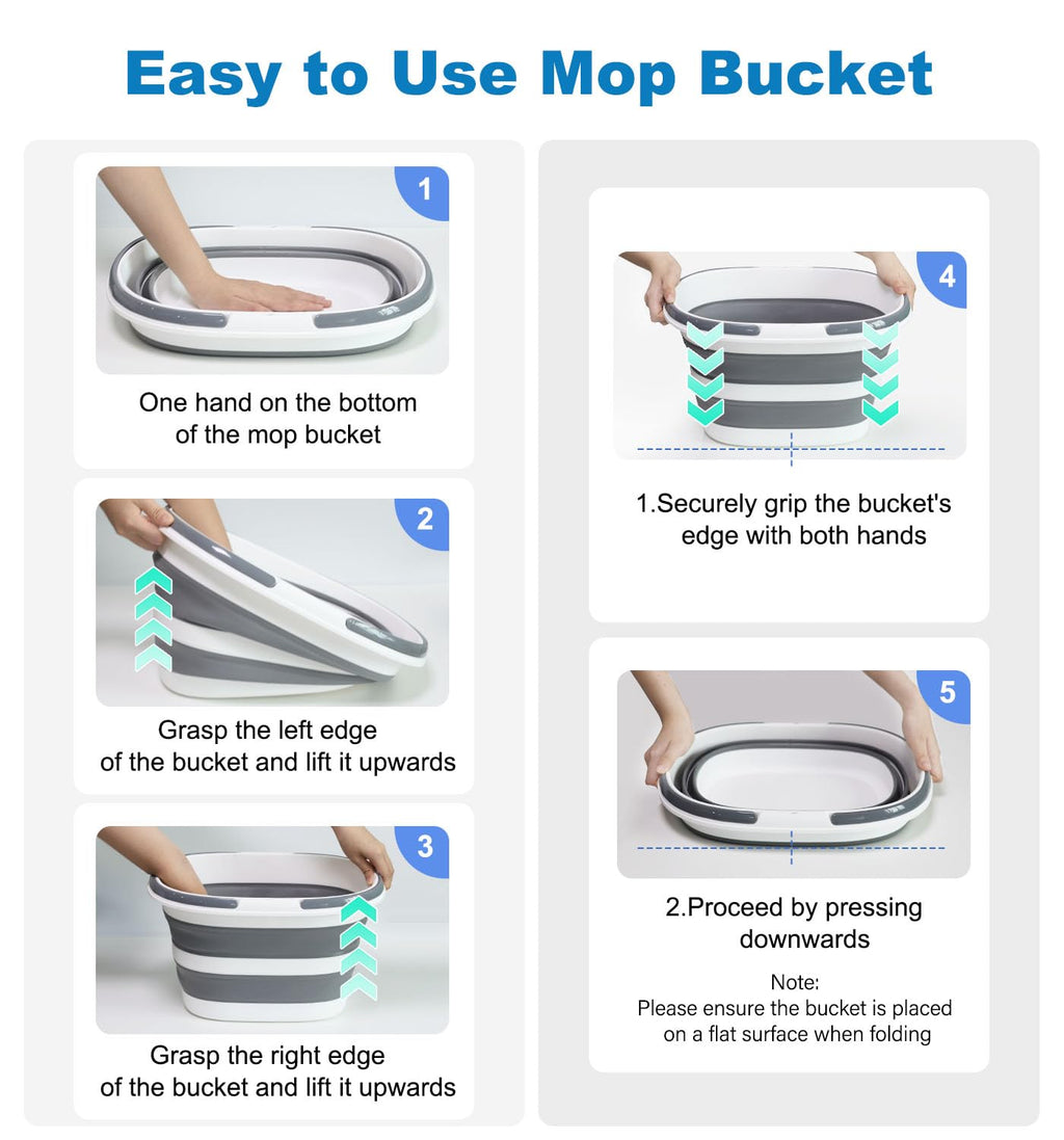 Zonopy 16L Collapsible Mop Bucket with Handles - Space Saving Foldable Silicone Tub for Cleaning, Laundry, Storage - Portable Wash Basin for Home & Car - 4.2 Gallon Compact Utility Bucket