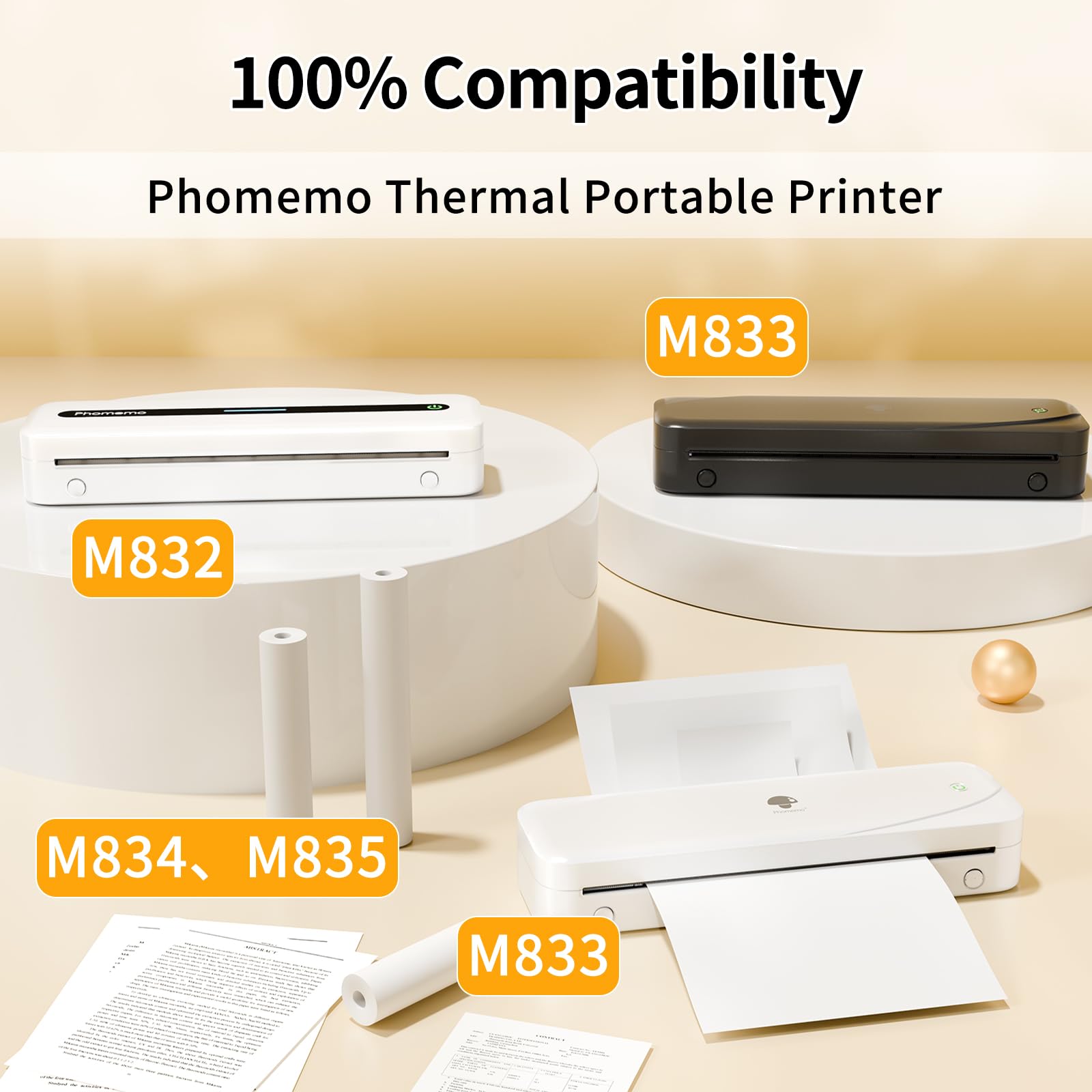 Phomemo A4 Thermal Printer Paper, M832 Printer Paper 8.27"x11.69" Compatible with Zoolion Phomemo Itari JADENS HPRT MUNBYN ASprink M833 M834 M836 MT810 and Other Portable Thermal Printer, 2 Rolls