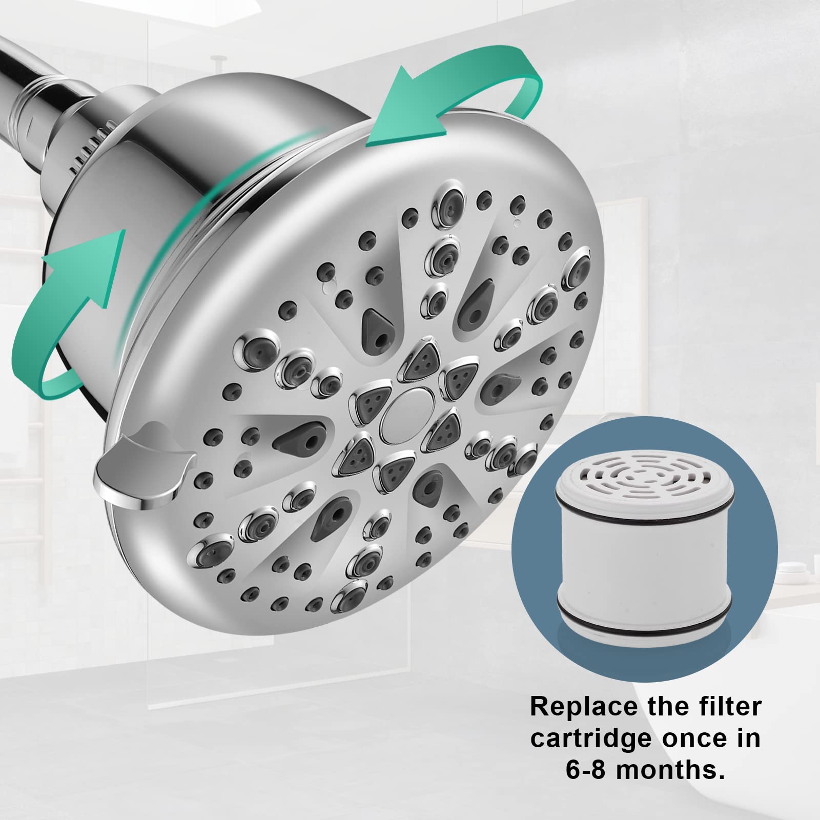 Cobbe Filtered Shower Head, High Pressure 7 Spray Modes Shower Head with Filters, 16 Stage Shower Head Filter for Hard Water for Remove Chlorine and Harmful Substances (5 Inch Chrome)