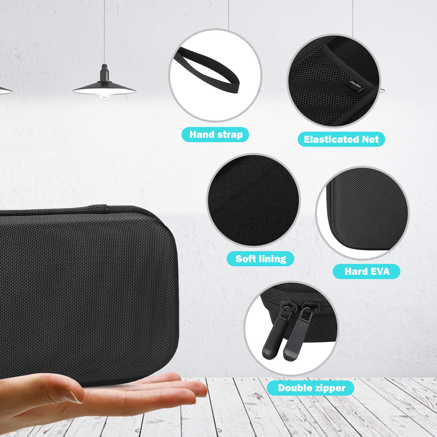 ProCase Hard EVA Stethoscope Case, Shockproof EVA Travel Carrying Case Storage Bag for 3M Littmann/Omron/ADC/Dixie EMS Stethoscope, with Extra Mesh Pockets for Small Accessories -Black