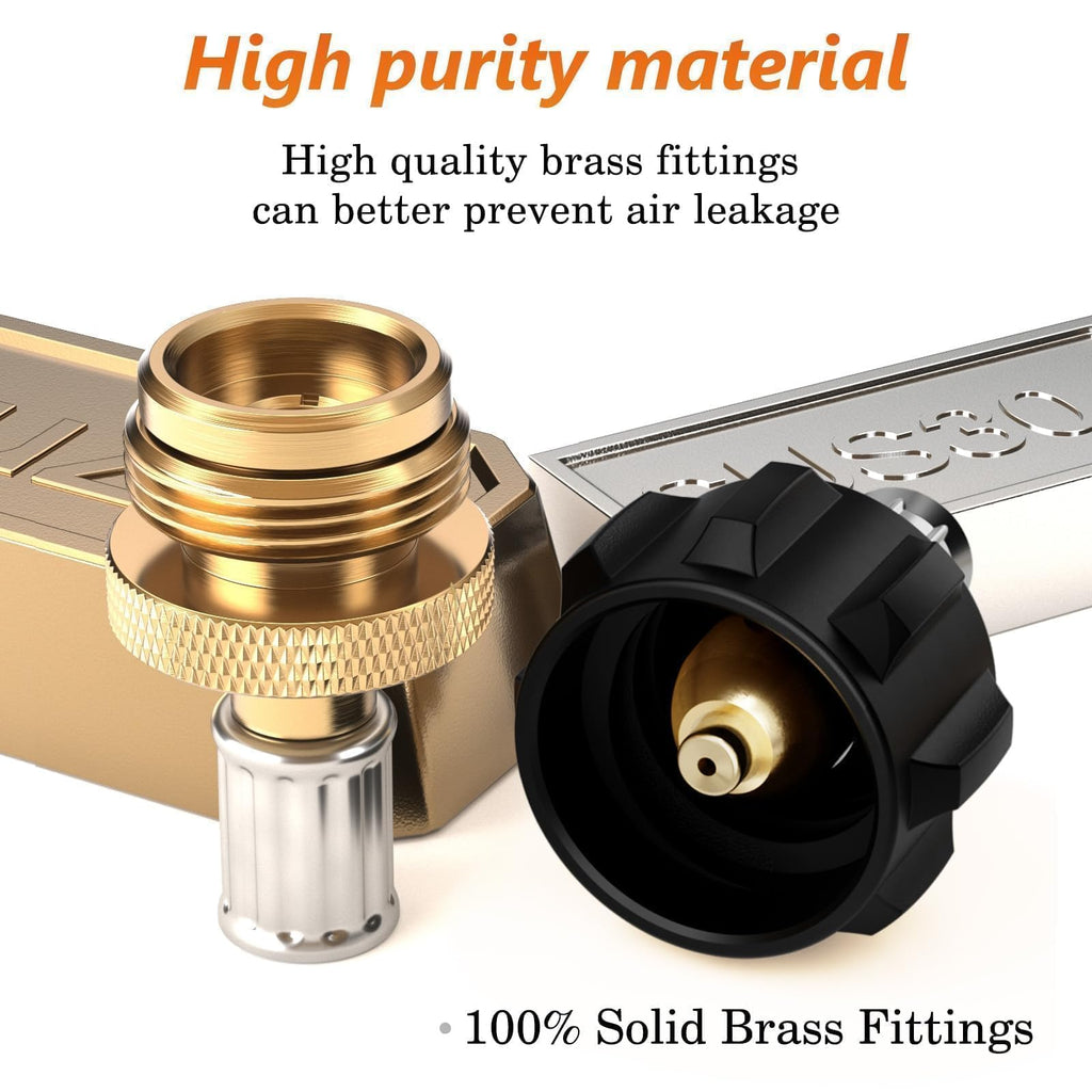 NUPICK 6 Feet Propane Hose Adapter 1lb to 20lb, Stainless Steel Propane Grill Hose for Buddy Heater, Weber Q, Coleman Camping Stove, Protable Grill