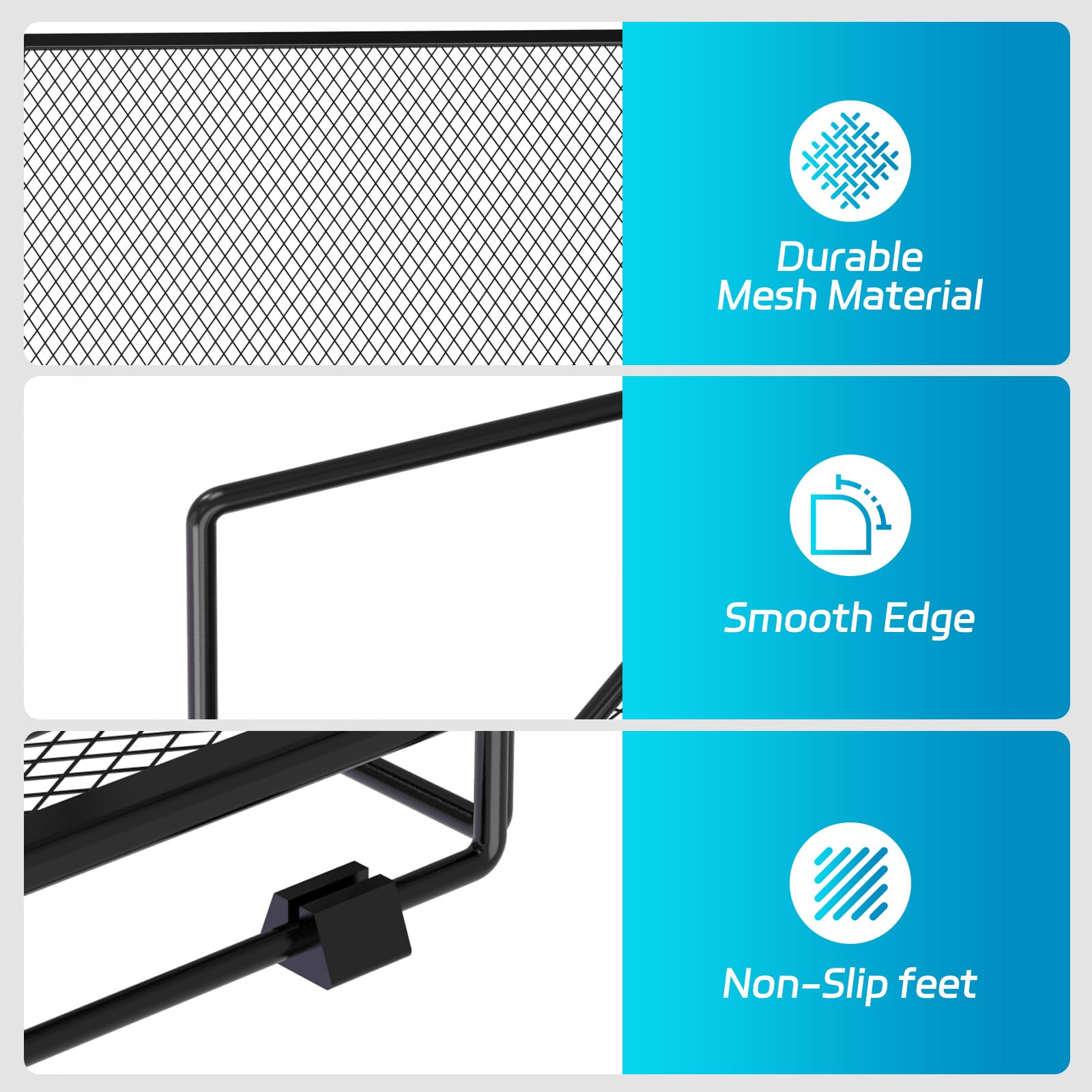 SUPEASY Desk Organizer with File Holder, 5-Tier Paper Letter Tray Organizer with Pen Holder, Desktop Organization and Storage for Office Supplies Black