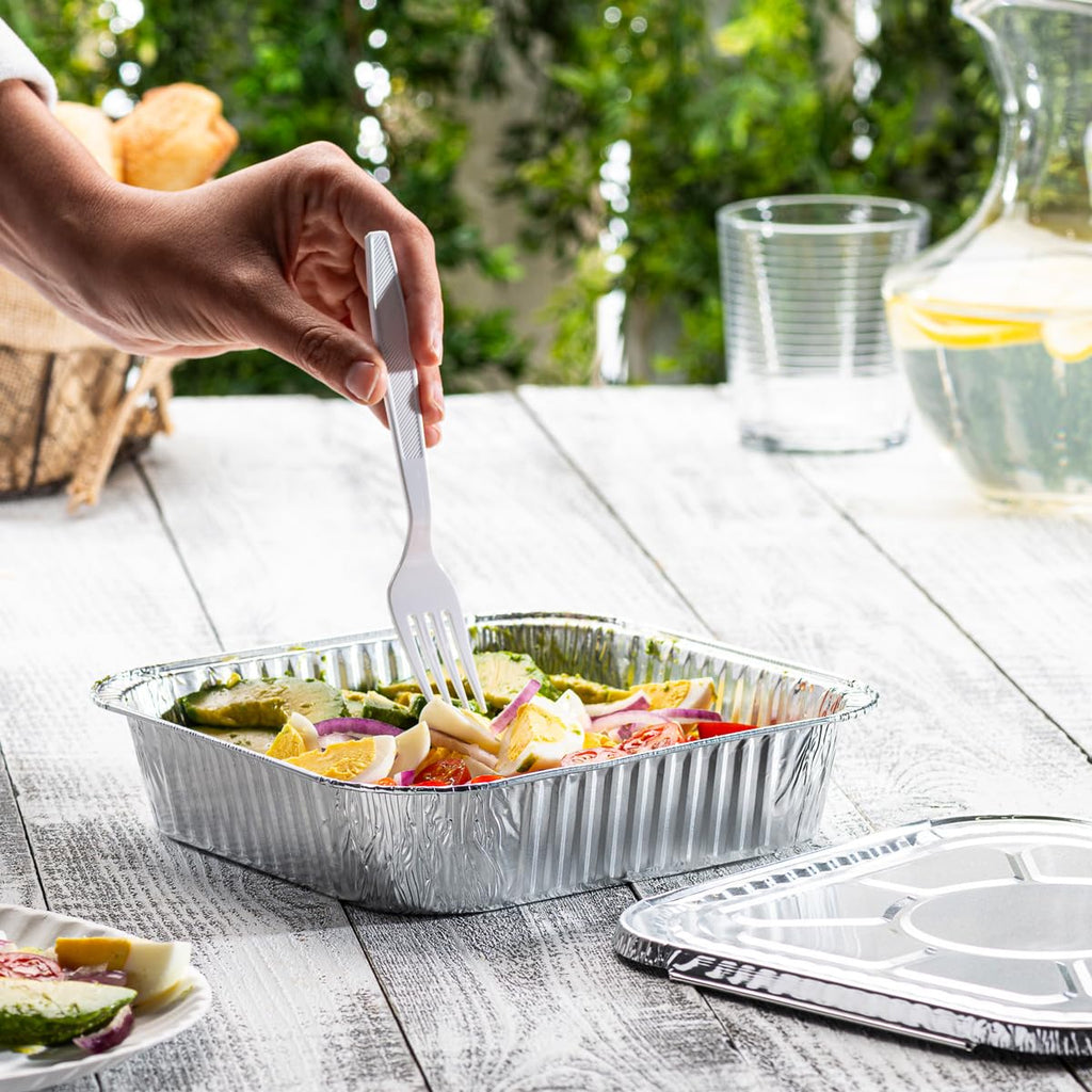 Gusto [25 Sets] 8x8 Square Foil Pans with Lids - Disposable Food Containers Perfect for Baking, Cooking, Heating, Storing, Broiling, Preparing Food - Formerly Comfy Package