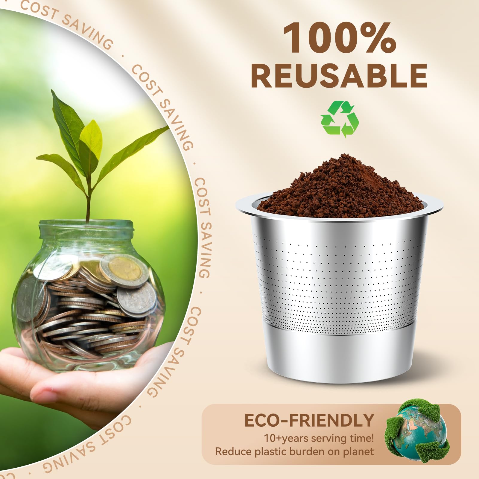 2 Pack Reusable K Cups Coffee Pods for Keurig 1.0: Stainless Steel Refillable K Cup - Reusable Coffee Filter for Keurig 1.0 Coffee Maker, Permanent, Eco-Friendly, Newest Design