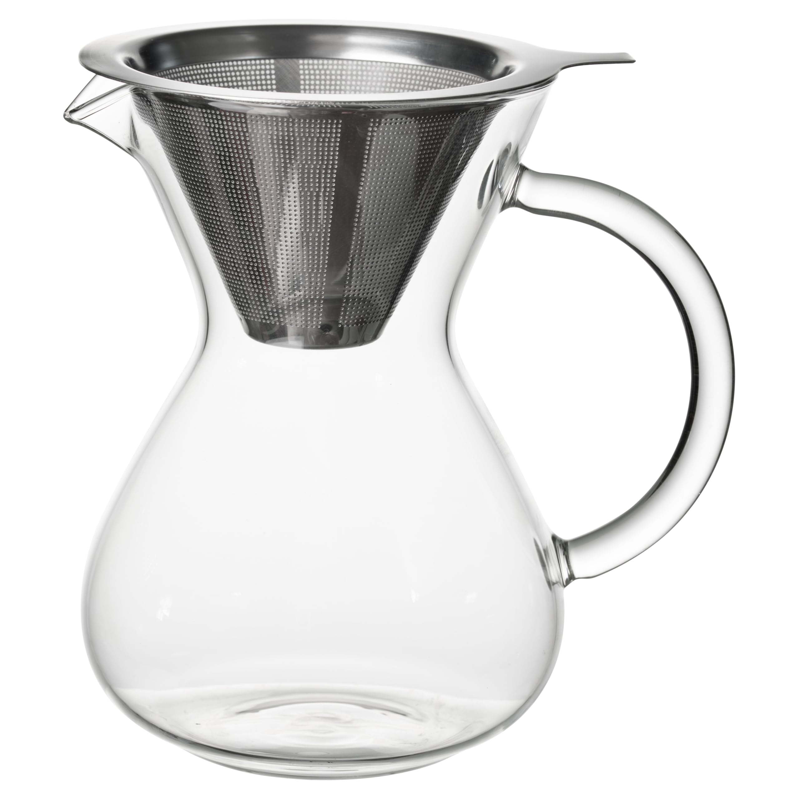 Pour Over Coffee Maker 2 Cup 16oz Borosilicate Glass Carafe with Stainless Steel Reusable Filter, Manual Drip Brewer, Paperless Coffee Pot for Home Kitchen Cafe