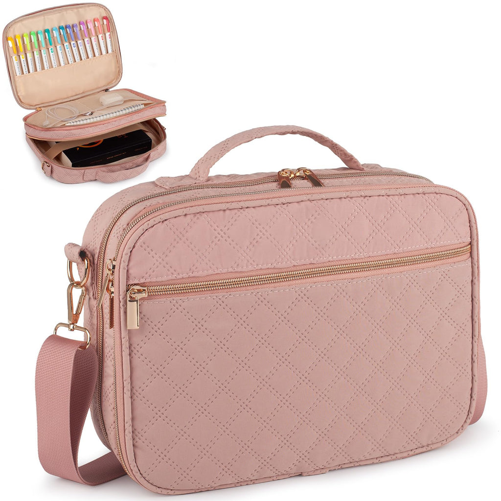 2 Layers Bible Cover for Women,Large Bible Case with Handles Shoulder Strap,Carrying Bible Bag Scripture Case Church Bag Bible Protective with Pocket
