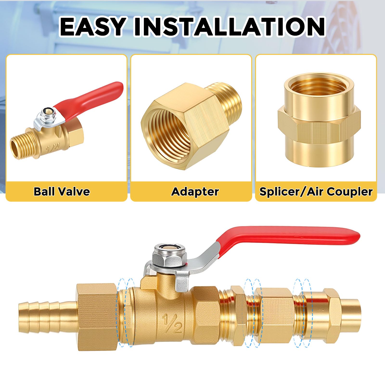 Kozelo Pack of 5, 90 Degree 1/8" Female NPT to 1/8" Male NPT Solid Brass Hose Fittings Adapter