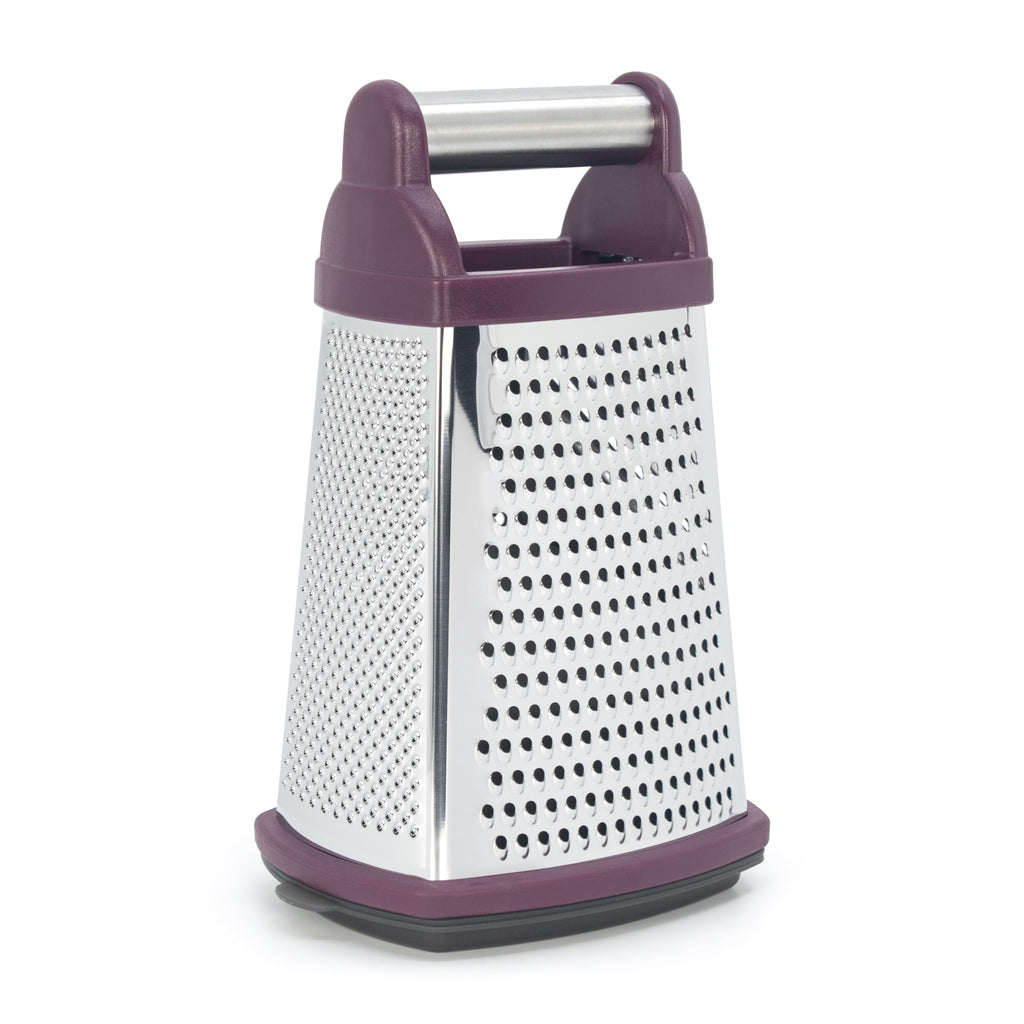 KitchenAid - Gourmet Grater, 4-Sided Stainless Steel Box Grater with Detachable Storage Container, Easy to Grate, Slice, & Shred (Beetroot)