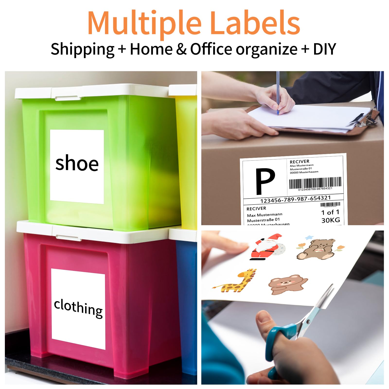 8.5" x 11" Labels, 100 Sheets Full Page Labels, Self Adhesive Shipping Address Labels Full Sheet Label Stickers Paper