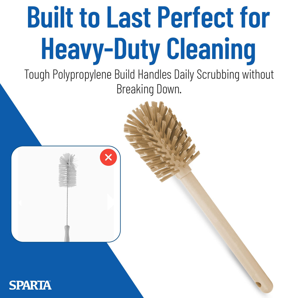 Sparta Large Water Bottle Brush Ideal for Wide-Mouth Jars, Bottles and Tumblers, Dishwashing Tool with Handle for Home and Commercial Kitchens, Plastic, 12 Inches, Tan