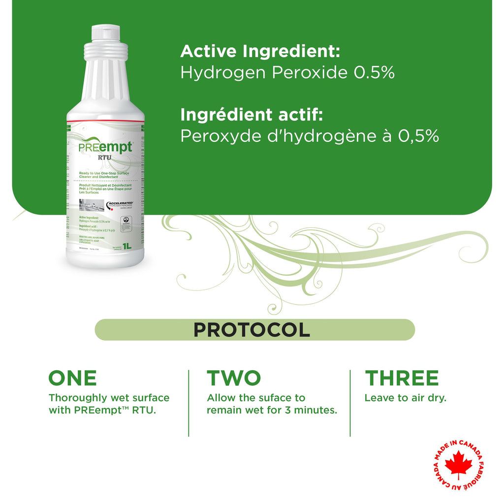 PREempt Ready-To-Use One Step Disinfectant Cleaner - All Purpose Disinfectant for Salons, Spas, Clinics, Studios - 1L (1 Bottle)