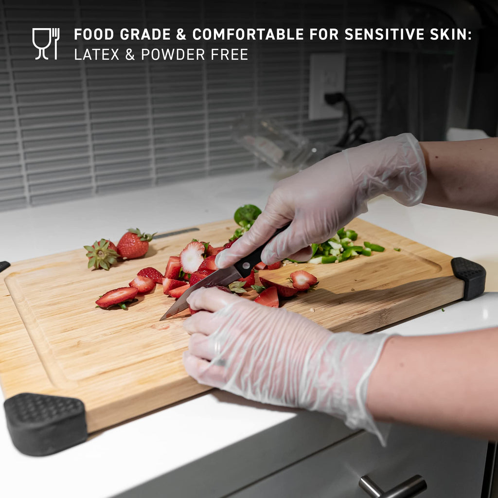 72HRS Vinyl Disposable All Purpose Clear Gloves – 4 mil, Latex Free and Power Free, Food Grade Multipurpose Gloves (200, Large)