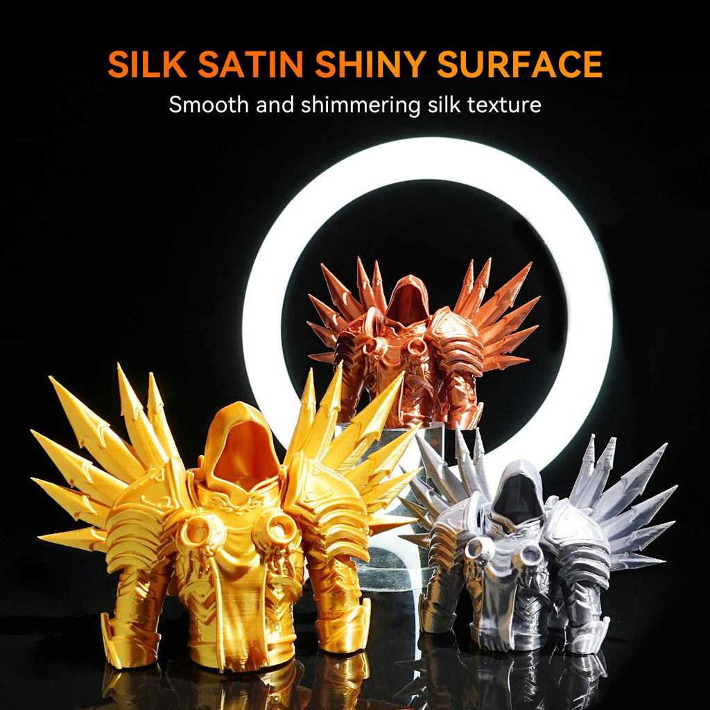 TECBEARS Shiny Silk PLA Filament 1.75mm, Silk Light Gold 1KG, High Gloss Surface 3D Printer Filament, Dimensional Accuracy +/- 0.02mm, 1kg Spool(2.2lbs), Fits for Most FDM 3D Printers