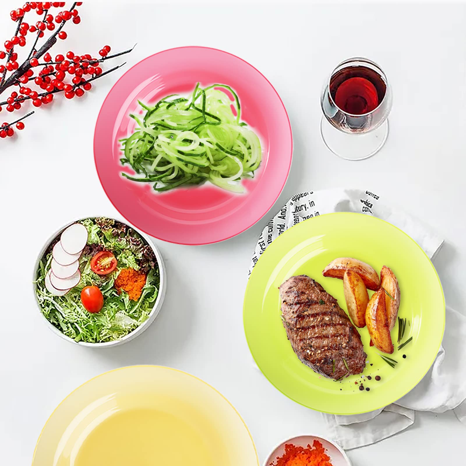 Cedilis 30 Pack Reusable Plastic Plates, 10 Inch Unbreakable Lightweight Dinner Plates, 6 Mixed Colours Round Plate for Parties, Picnics, BBQ, Weddings and Daily Use, Dishwasher Safe
