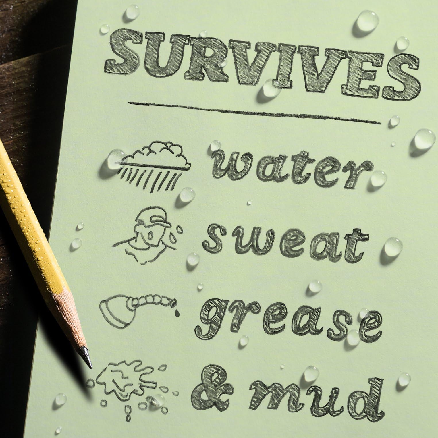 ‎Rite in the Rain Weatherproof Soft Cover Pocket Notebook, 3.5" x 6", Green Cover, Universal Pattern (No. 964)