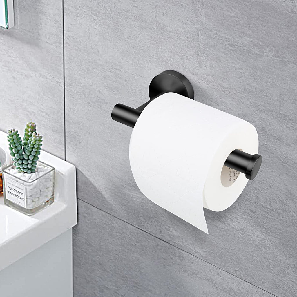 Toilet Paper Holder,Matte Black Toilet Paper Holders,SUS304 Stainless Steel Toilet Paper Roll Holder, Wall Mounted Toilet Paper Holder Black,Bathroom Accessory Toilet Roll Holder for Bathroom Kitchen