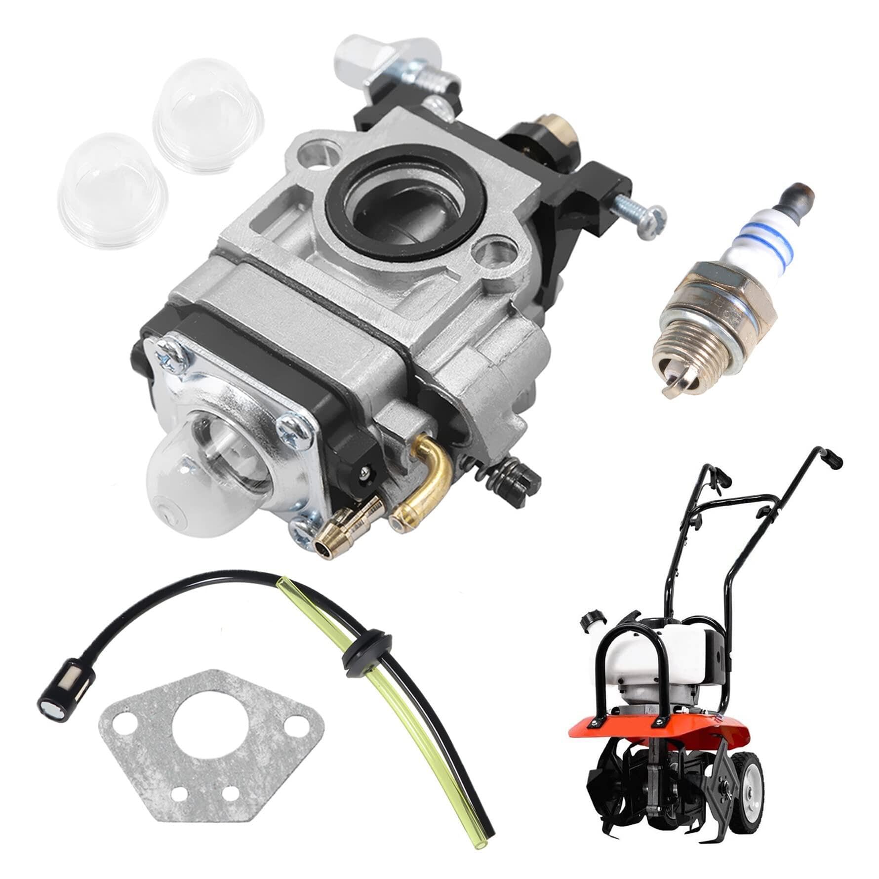 munirater Carburetor Replacement for Earthquake 43cc Engine E43 E43CE E43WC Auger MD43 WE43 WE43E WE43CE Edger Powermate PEA438 PCV43 Tiller Cultivator with Fuel Line