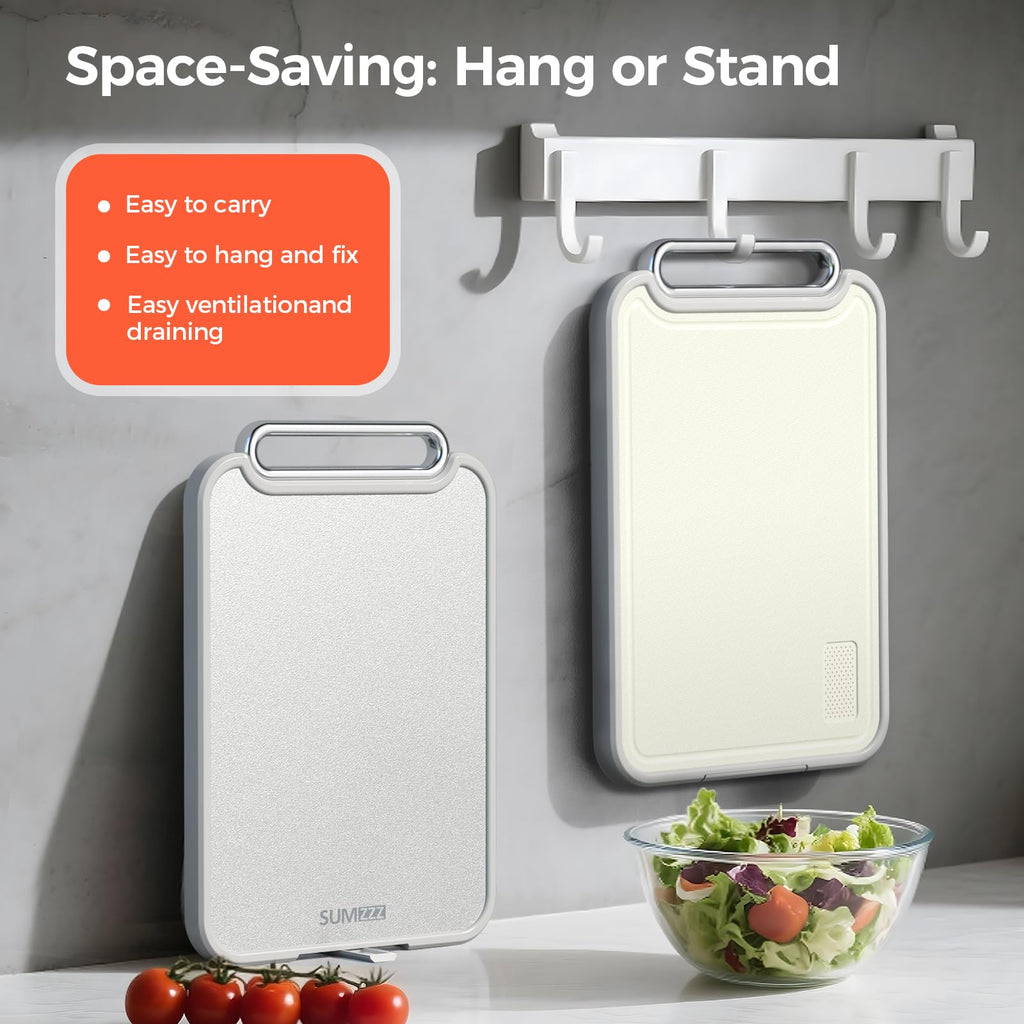 Sumzzz Stainless Steel Cutting Board for Kitchen, 2-in-1 Double-Sided Chopping Board, Dishwasher Safe, Food Grade Stainless Steel/PP, Easy to Clean, Large Size, Non-Slip, 16”×11”