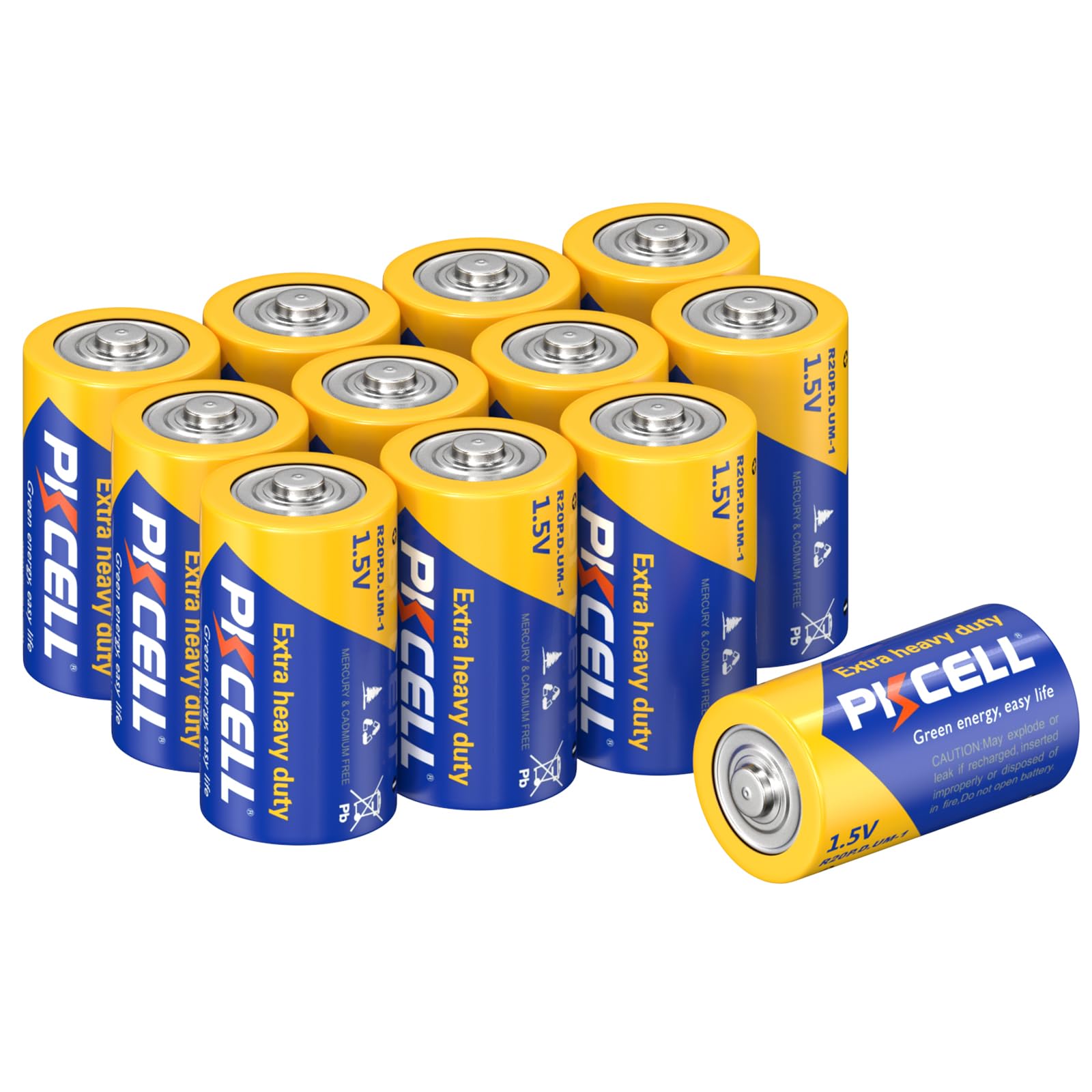 12PCS D Battery D Cell,R20P R20 D UM1 Zinc Chloride Battery