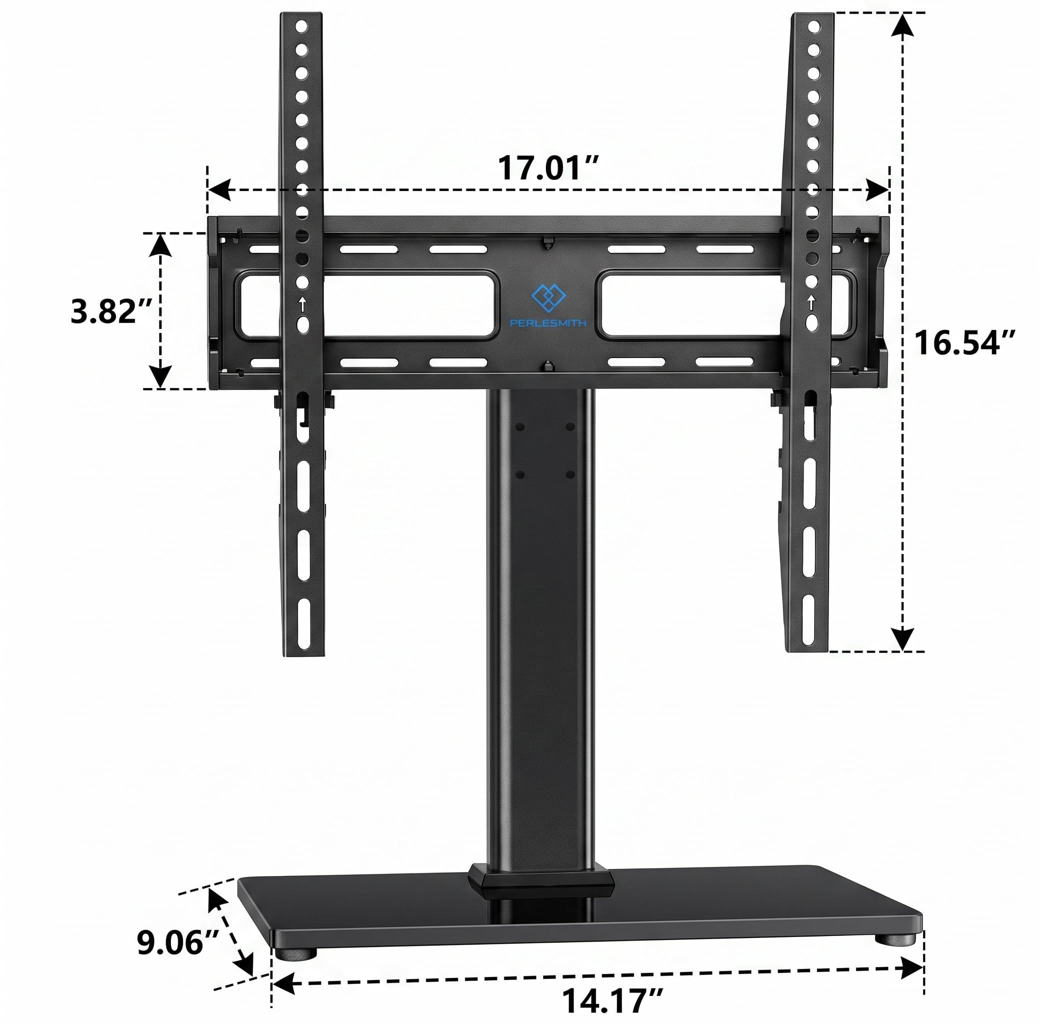 PERLESMITH Swivel Universal TV Stand/Base - Table Top TV Stand for 24-60 inch LCD LED TVs - Height Adjustable TV Mount Stand with Tempered Glass Base, VESA 400x400mm, Holds up to 99lbs PSTVS09