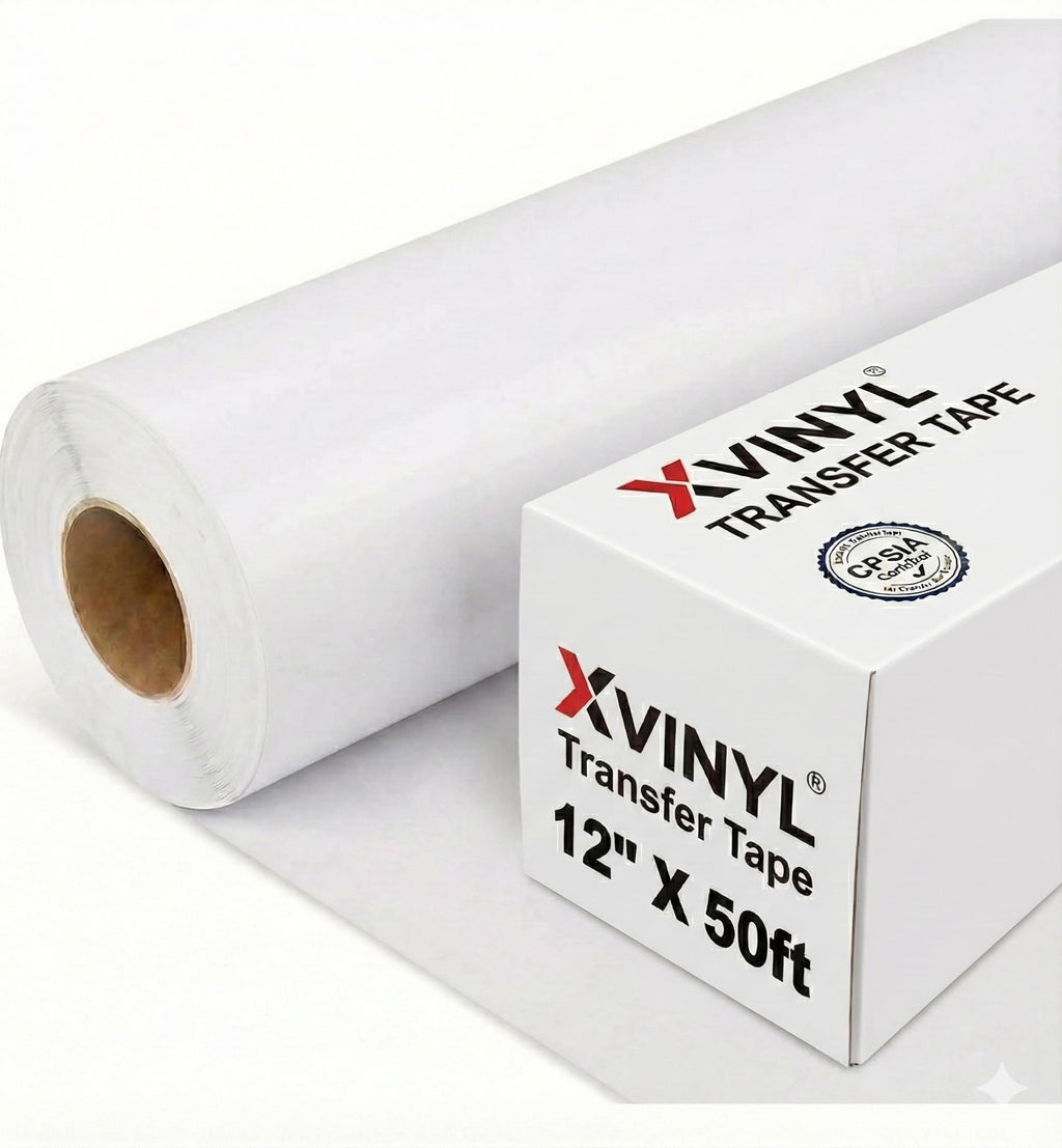 Xvinyl Transfer Tape for Vinyl - Clear Grid 12”x50FT Transfer Tape Roll Works Great with Oracal 651, 631 and Cricut Vinyl