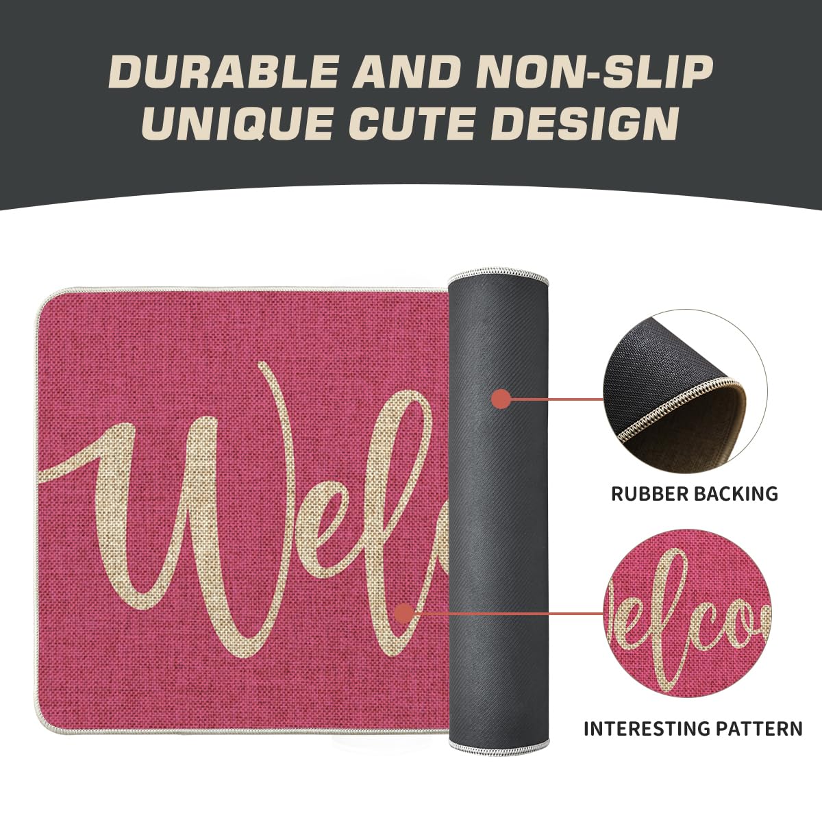 Artoid Mode Pink Welcome Spring Doormat, Summer Home Decor Low-Profile Switch Rug Door Mat Floor Mat for Indoor Outdoor 17x29 Inch