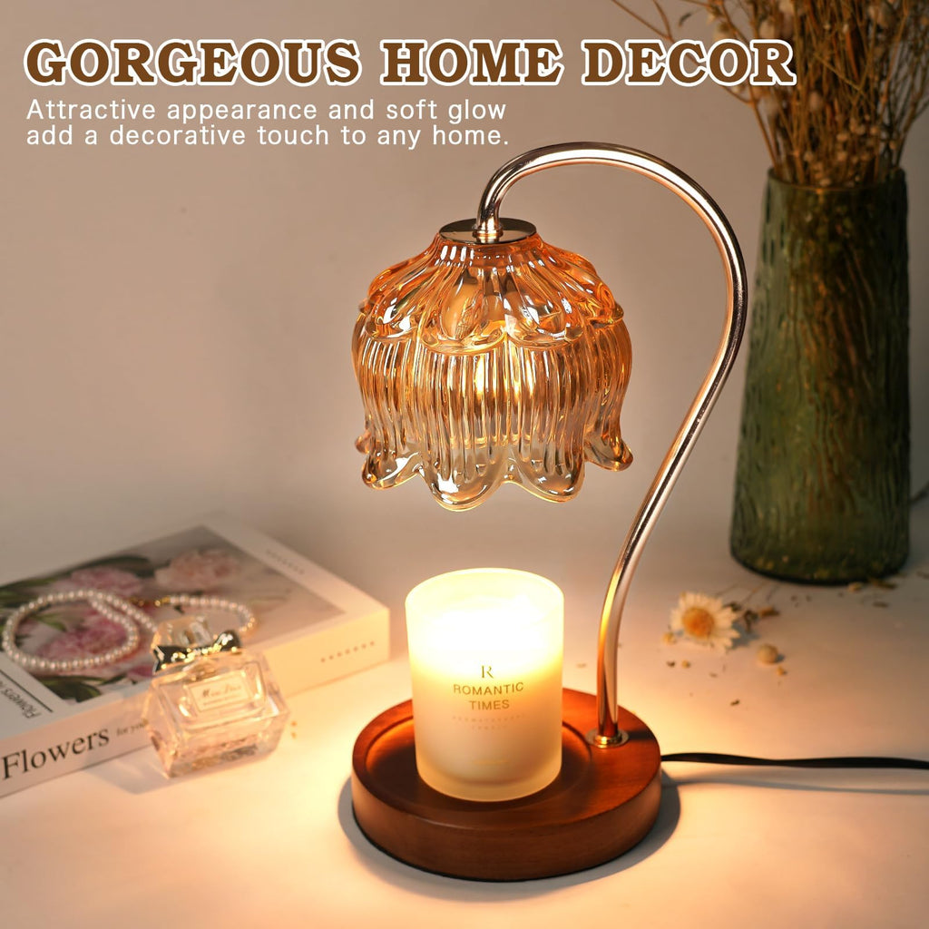 Flower Candle Warmer Lamp with Timer, Dimmable Candle Lamp Warmer, Mothers Day Birthday Gifts for Mom Wemen Her Wife, Anniversary Romantic Gifts Ideas, Vintage Lamp Candle Warmer