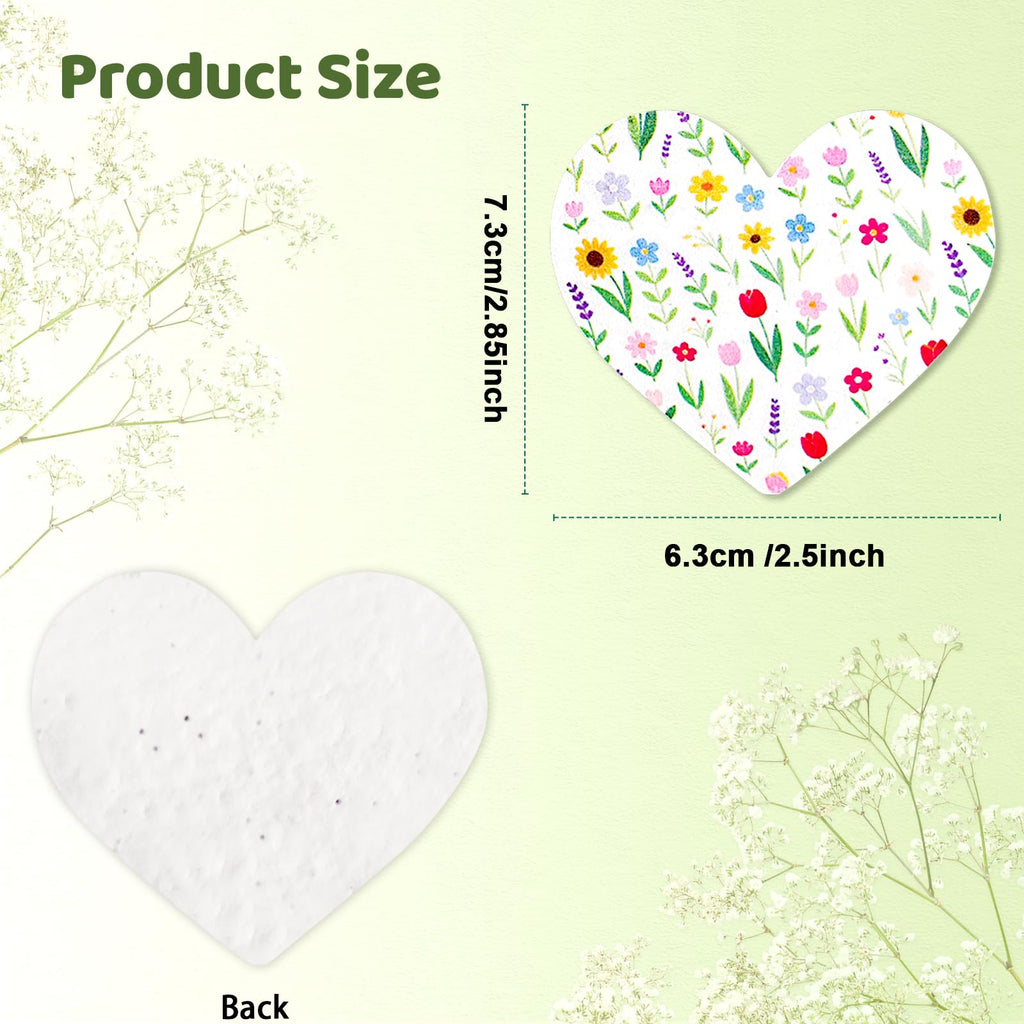 30 Pack Plantable Seed Paper Heart Shape - Greeting Cards Handmade Recycled Growing Seed Paper Embedded with Wildflower Seeds | Party Favors | Wedding Favor | Small Business Thank You Cards