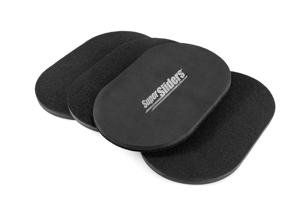 Super Sliders 5 3/4" x 9 1/2" Oval Reusable Furniture for Hard Surfaces - Effortless Moving and Surface Protection, Black (4 Pack)