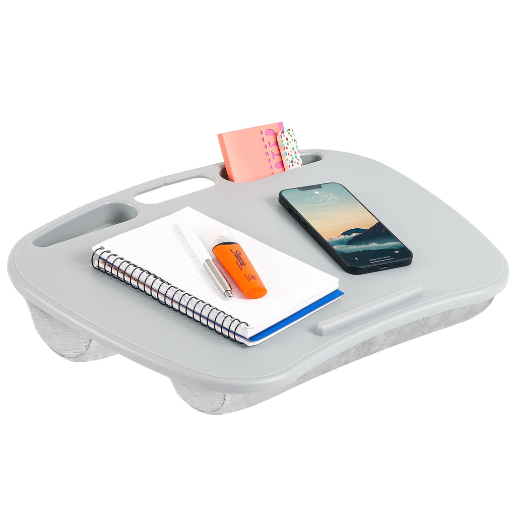 LapGear MyDesk Lap Desk with Device Ledge and Phone Holder - Cool Gray - Fits up to 15.6 Inch Laptops - Style No. 44435
