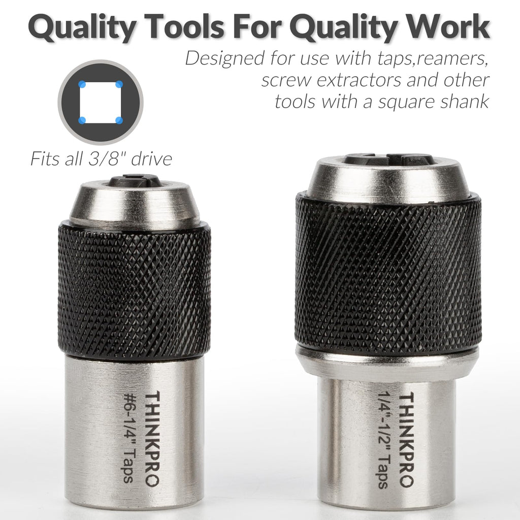 Thinkpro 2pcs Tap Socket Set,Extraction Tool with Adjustable Jaws,Suitable for Taps,Reamers,Screw Extractors