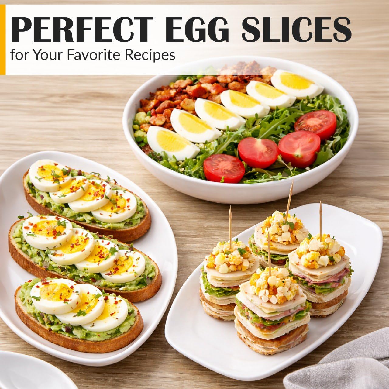 CraftyCrocodile Egg Slicer for Hard Boiled Eggs - 3 Slice Modes Egg Cutter, Heavy Duty, Stainless Steel Dicer - Hand Chopper Kitchen Tool for Strawberry, Mushroom, Grape, Cherry Tomato - White