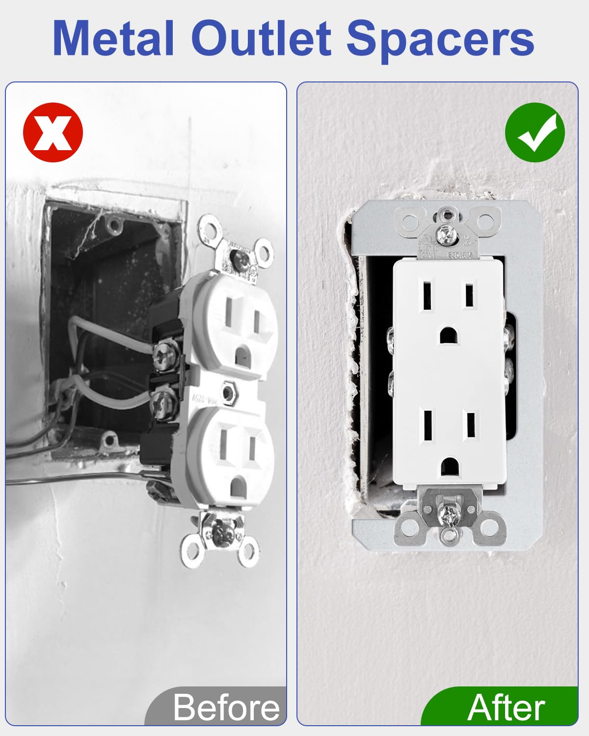 Mixiflor Wall Plate Spacer, 20 Pcs Metal Electric Receptacle Outlet Spacers, Flush Fit Device Leveling Plates for Fixing Walls Electrical Outlet Electrical Boxes Outlet Shims