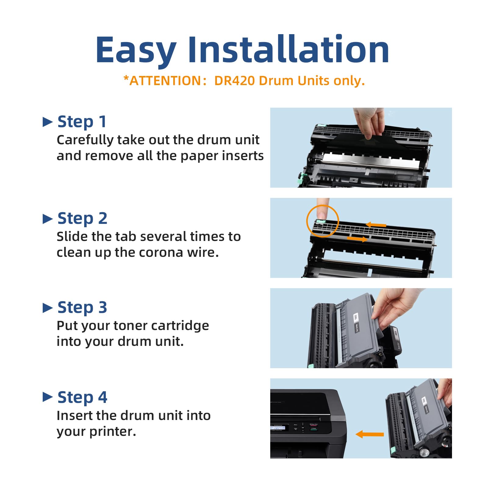 DR420 Drum Unit Compatible Replacement for DR420 DR 420 DR-420 Work with HL-2270DW HL-2240DW MFC-7860DW DCP-7065DN MFC-7360N MFC-7460DN Printer (1 Pack)