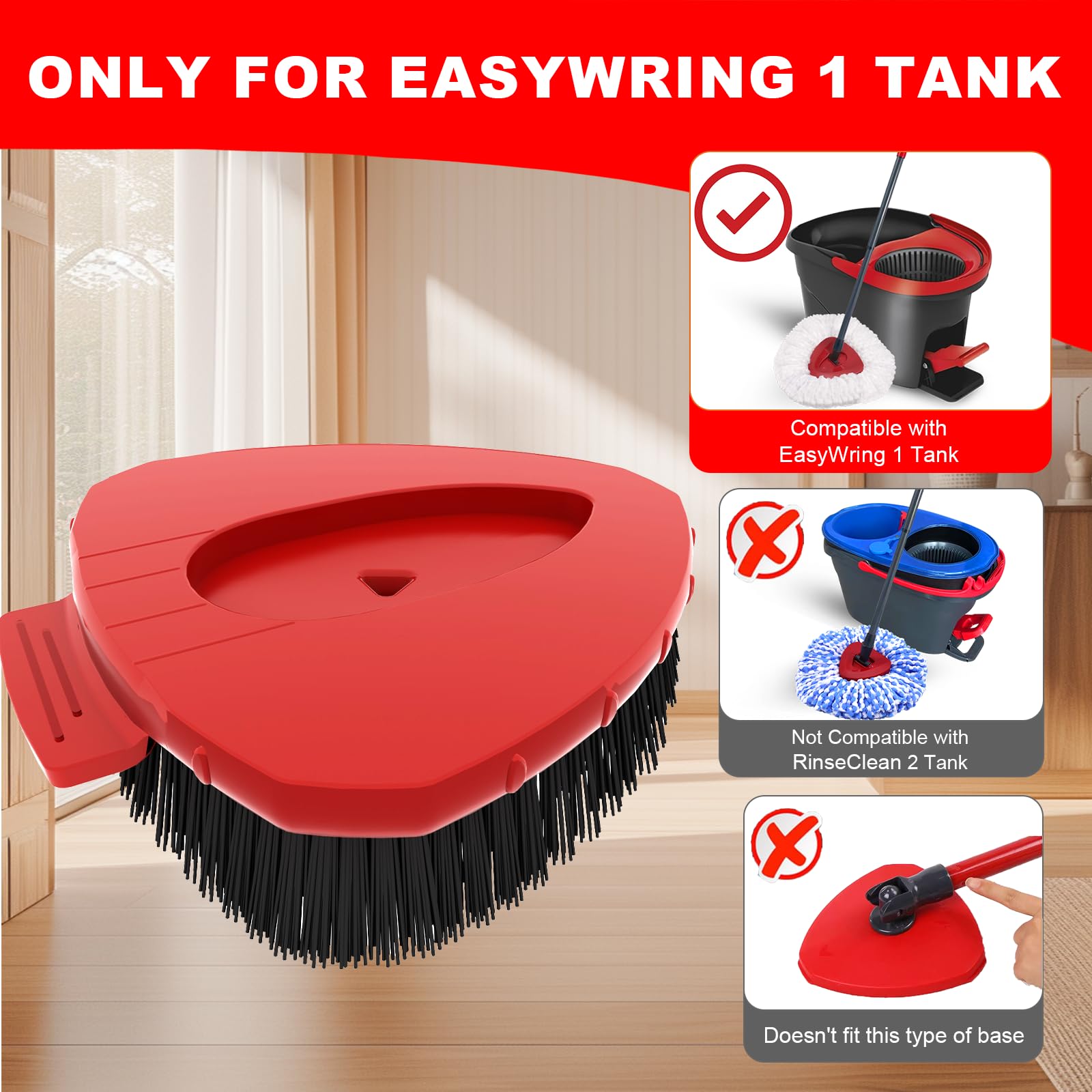OKcedier 2 Pack Upgrade Scrub Brush Replace Heads Compatible with Vileda EasyWring 1 Tank Spin Mop, Replacement Scrubber Head Brush,Floor Cleaning Brush,More Layers of Bristles for Bathroom, Deck