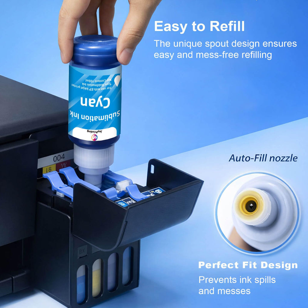 JoyPrinting Sublimation Ink for ET-2803 ET-2800 ET-2850 ET-2720 ET-2400 ET-2750 ET-2760 ET-2840 ET-3760 ET-4800 ET-4700 ET-15000 for Heat Press Transfer on Mugs T-Shirts 500 ML
