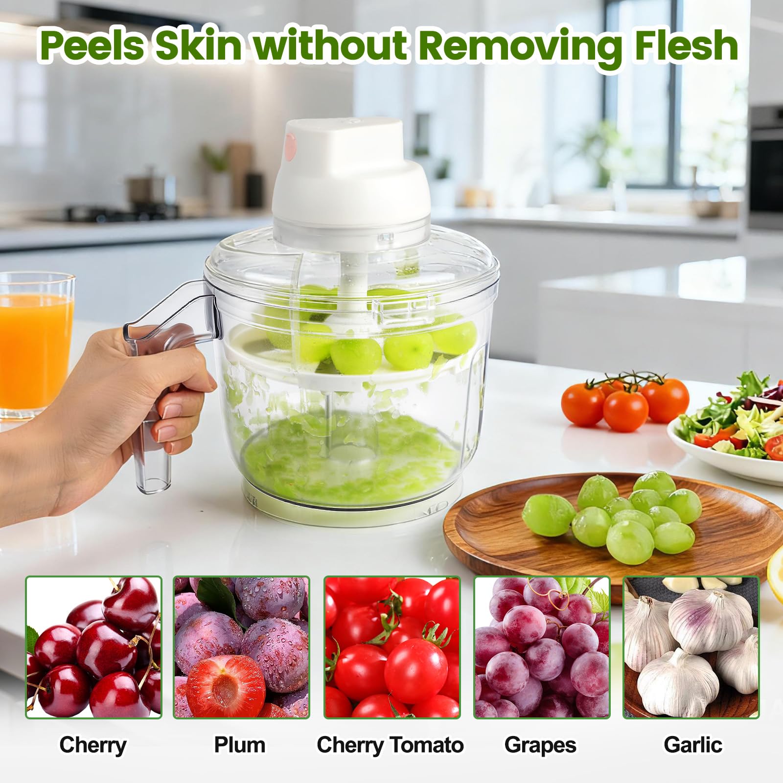 Garlic Peeler Electric – Automatic Grape Peeling Machine & Fruit Skin Remover, Fast & Effort-Saving Kitchen Tool