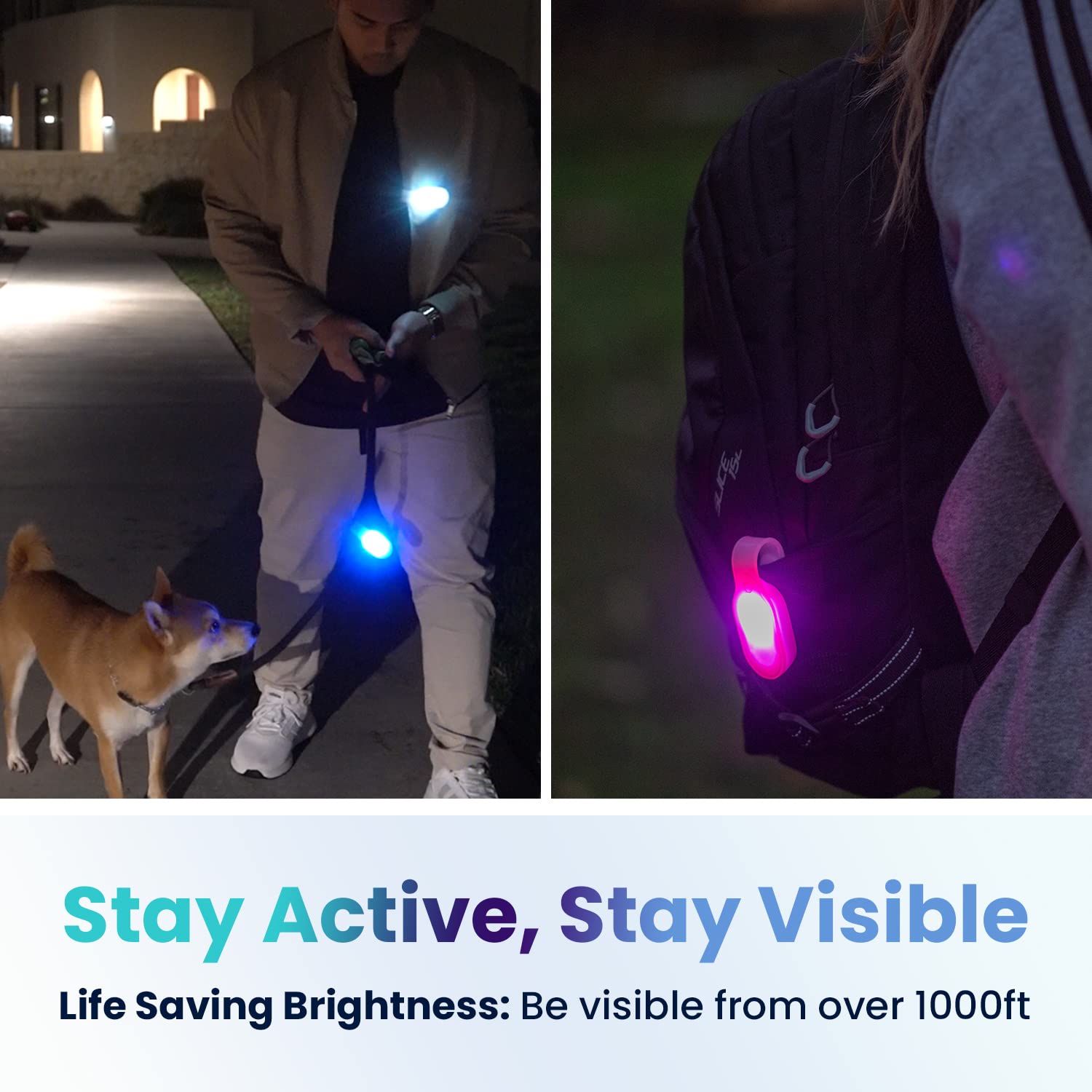 ClipGlow Rechargeable Night Light Nurse Nightshift Hands Free Lightweight Emergency Flashlight For Walking Running Pets Outdoors (White)
