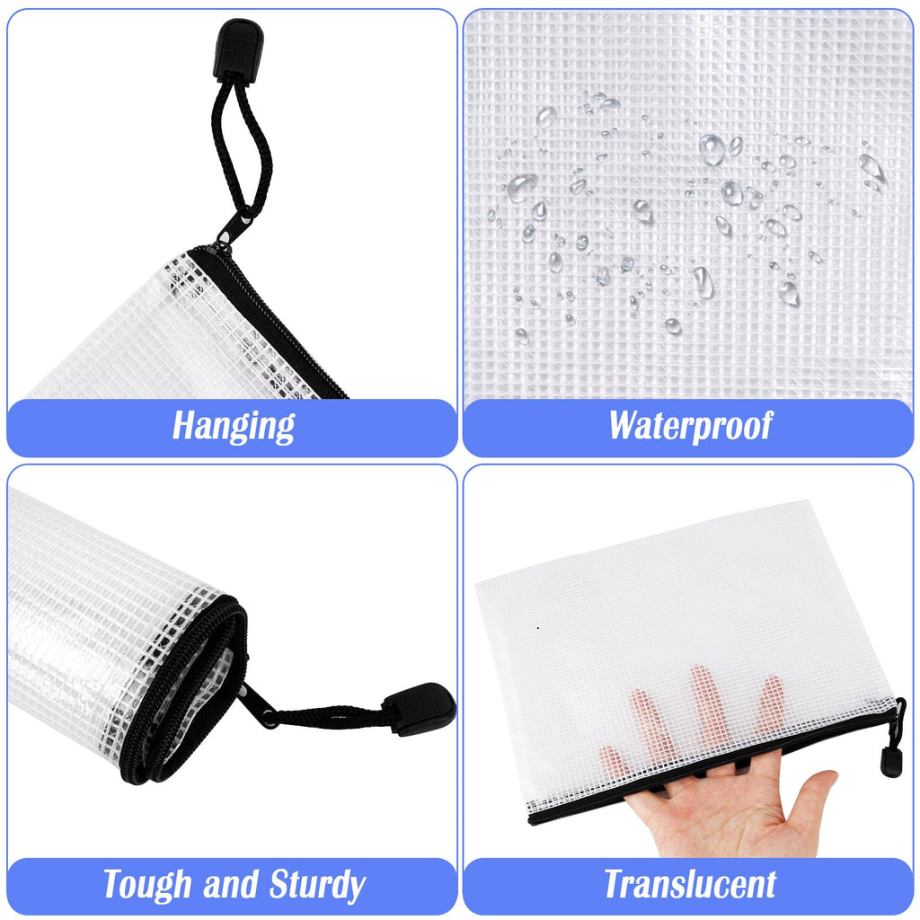 22 Pcs A5 Zipper File Bags, Mesh Zipper Pouch Document Bag Waterproof Mesh Pencil Pouch Plastic Zipper Pen File for Home School Office (Black)